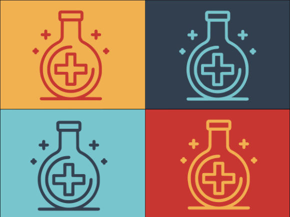 Flask with a Medical Cross: Graphics and Logos for Editorial Design