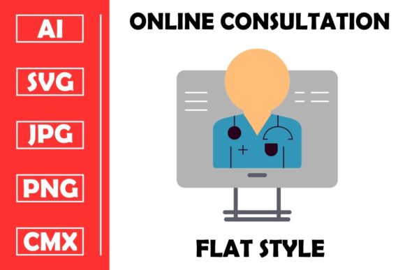 Medical Online Consultation Flat Icon De Graphics and Icons