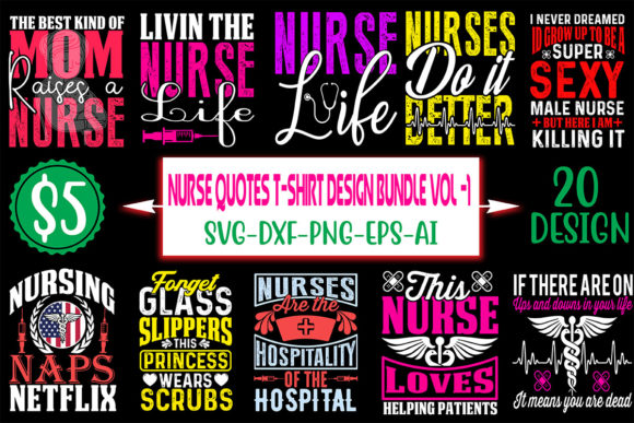 Nurse Quotes T-Shirt Bundle Vol.1