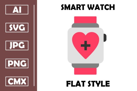 Smart Watch Online Medical Flat Icon Des: Graphics and Icons for Modern Branding