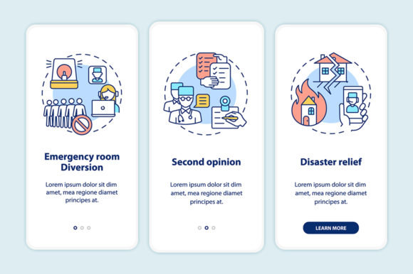 Telemedicine Pros Onboarding App Pages Graphics