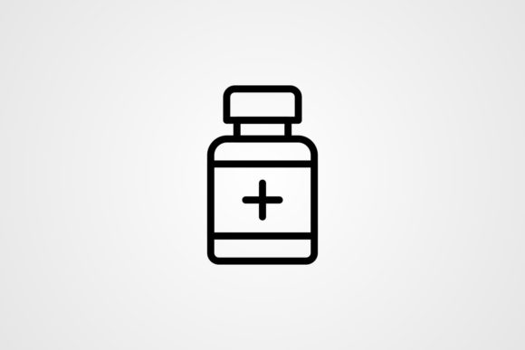 Vector Medical Bottle Line Icon for Graphics and Icons