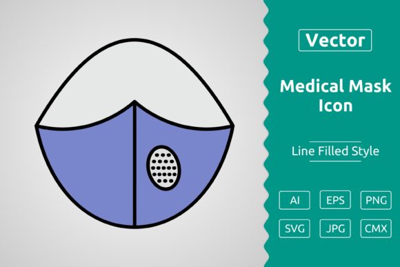 Vector Medical Mask Filled Outline Icon Graphics