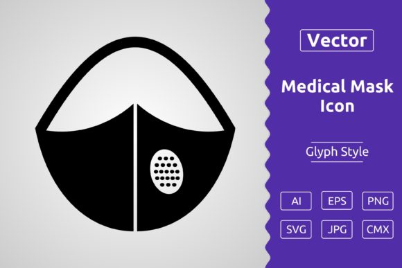 Vector Medical Mask Glyph Icon Graphics and Icons