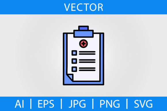 Vector Medical Report Filled Line Icon Graphics